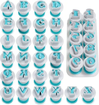 Produktbild von Ausstecher Buchstaben und Zahlen Fondant Ausstecher Alphabet Kuchen Dekoration Backzubehör Set Auswerfer Stempel Keks Marzipan wiederverwendbar