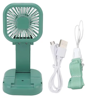 Produktbild von Tragbarer Faltventilator mit 3 Windgeschwindigkeitsstufen, USB-betrieben, wiederaufladbar, drehbar, handlich, für den Schreibtisch geeignet, kleiner Ventilator