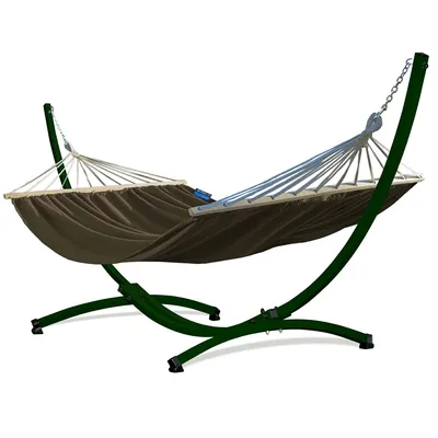 Produktbild von Potenza Outdoor Hängematte mit Gestell für 2 Personen I Stabhängematte XXL 220x160, 200kg I Grün Hängemattengestell 220kg Wetterfest