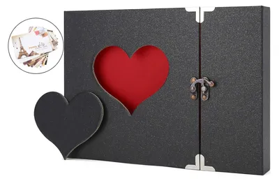 Produktbild von Fotoalbum zum Selbstgestalten, DIY Scrapbook Album Schwarze Seiten Fotobuch zum Einkleben Fotoalben, Gästebuch Hochzeit, Weihnachts Valentinstag Geburtstag Jahrestag Geschenk, Schwarz