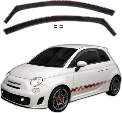 Produktbild von J&J AUTOMOTIVE | GP Windabweiser Für Fiat 500 3D 2007-2020 2tlg, GP Regenabweiser, Schwarz, Getönt, Aerodynamisch, Einfache Montage, Befeistigung mit Clips