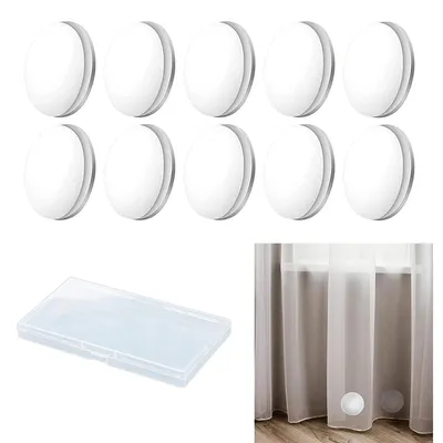 Produktbild von 10 Stück Magnetische Duschvorhang Gewichte, 4 cm Rund, Weiß, Windfeste Halter