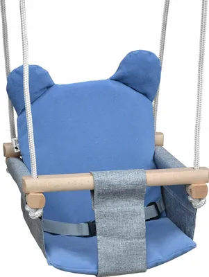 Produktbild von Skyline Schaukeln für Kinder Kinderschaukel mit Kissen Kleinkindschaukel Babywippe Verandaschaukel Babyschaukel Holzschaukel Kissen, Grau & Blau
