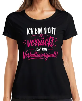Productafbeelding van Ik ben niet gek, ik ben een statement, sarcasme, grappig, humoristisch dames T-shirt, zwart, maat M