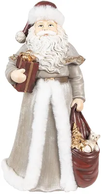 Obrázok produktu pre Clayre & Eef 6PR4942 Soška Santa Clausa, sivá a červená, 16 x 16 x 31 cm