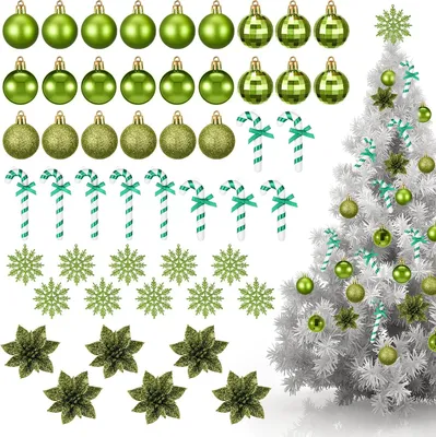 Productafbeelding van Kerstballen, kerstornamenten, decoratieve groene set, 50 decoraties