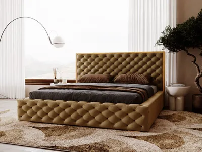 Obrázok produktu pre GRAINGOLD Čalúnená posteľ Wave 180x200 - Čalúnená posteľ s podnožou - Manželská posteľ s lamelovým roštom - hnedá (Magic Velvet 2206)