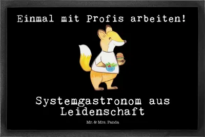 Produktbild von Mr. & Mrs. Panda Fussmatte Systemgastronom Leidenschaft 50 x 75 cm - Schwarz - Geschenk, Fußabtreter, Bodenvorleger, fußmatte, Gummimatte, Schmutzfangmatte