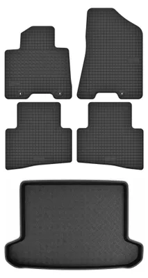 Produktbild von Gummimatten + Kofferraumwanne für Hyundai Tucson III 2018-2020 (SUV, oberer Ladeboden) – Schwarz, passgenau – Wielganizator