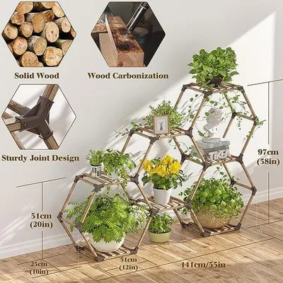 Image de Support à fleurs - support à plantes multifonctionnel en métal 139,7 x 25,4 x 96,5 cm