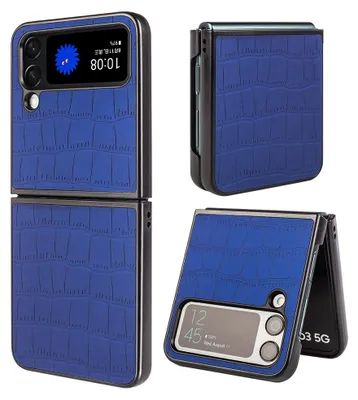Obrázek produktu pro Pro Samsung Galaxy Z Flip4 Design Crocodile Texture Blue Case Protection Hard Cover