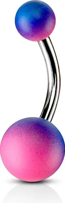 Produktbild von viva-adorno 1 Stück Bauchnabel Piercing Banane Chirurgenstahl Bananabell Kugeln bunt zweifarbig Regenbogen Z541, pink/blau