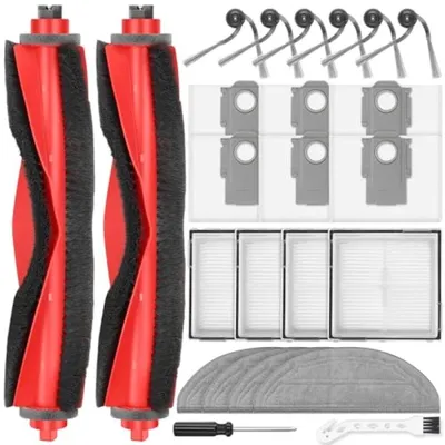 Produktbild von PromoHome® 24-teiliges Zubehörset für Roborock Q10 S5+ – 2 Hauptbürsten, 6 Staubbeutel, 4 Wischpads, 4 HEPA-Filter, 6 Seitenbürsten, 1