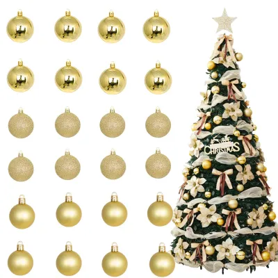 Weihnachtskugeln, 24 Stück, gold, 3 cm, Kunststoff