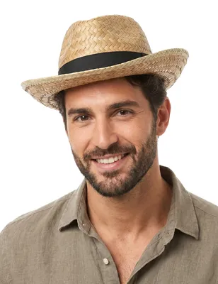 Produktbild von Panama-Hut Strohhut mit Band beige-schwarz - Einheitsgröße
