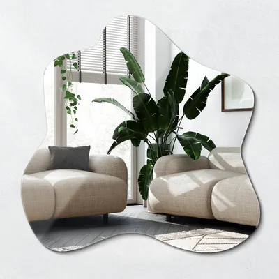 Produktbild von Asymmetrischer Wandspiegel 77,3 x 76,6 cm – Modernes Design – Bad, Wohnzimmer, Schlafzimmer