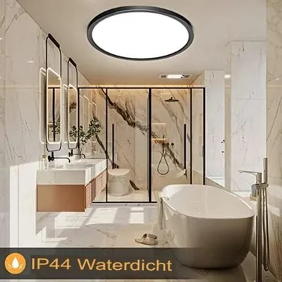 Image de Gratyfied - Plafonnier de salle de bain - Plafonnier de salle de bain - Lampe de salle de bain noire