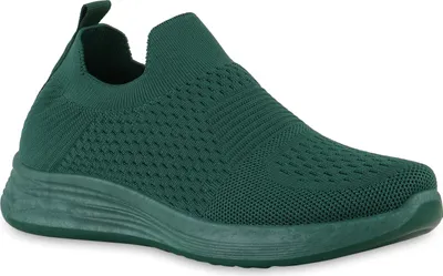 Produktbild von VAN HILL Damen Sportschuhe Slip Ons Sportliche Strick Profil-Sohle Schuhe 840296, Farbe: Grün, Größe: 38