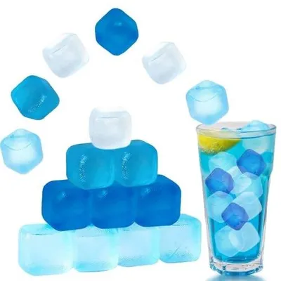 Zdjęcie produktu dla Kostki lodu wielokrotnego użytku 60 sztuk plastikowe do napojów