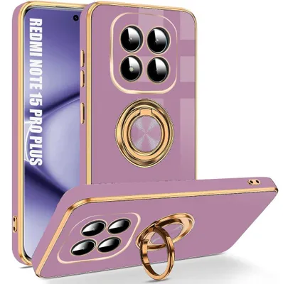 Image de Coque Silicone pour Xiaomi Redmi Note 15 Pro Plus 5G, avec Anneau Rotatif - Violet