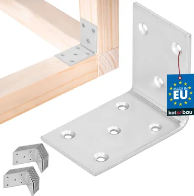 Zdjęcie produktu dla KOTARBAU® 25 szt. Łącznik kątowy 55 x 45 x 35 mm stal ocynkowana srebrny kątownik do dużych obciążeń łącznik kątownik meblowy kątownik blacha drewniana łącznik półka kątownik metalowy stabilny trwały kątownik stalowy