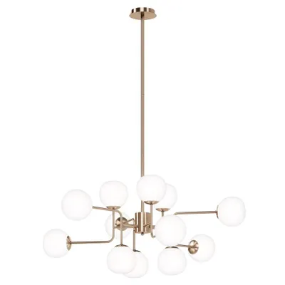 Produktbild von Maytoni Erich Kronleuchter, Hängeleuchte 12x E14 Messing Weiss Glas