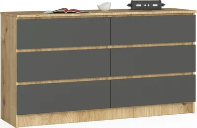 Obrázok produktu pre Komoda 138 cm s 6 zásuvkami, príborník, skriňa, výška 77 cm, hĺbka 40 cm