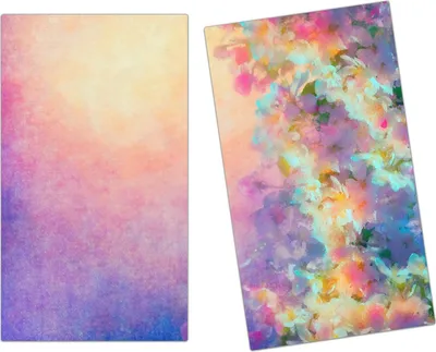 Produktbild von Spritzschutz Herdabdeckplatte Schneidebrett aus Glas Aquarell Kirschblüten 2-Teilig (60x52cm)