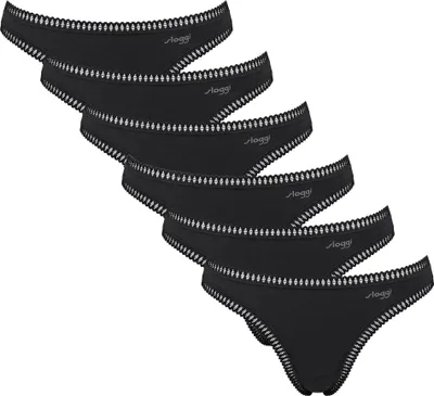 Produktbild von Sloggi Damen Strings, 6er Pack - GO Crush String C6P, Unterhose, Stretch-Baumwolle Schwarz L