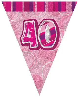 Produktbild von 40. Geburtstag | Wimpelkette pink