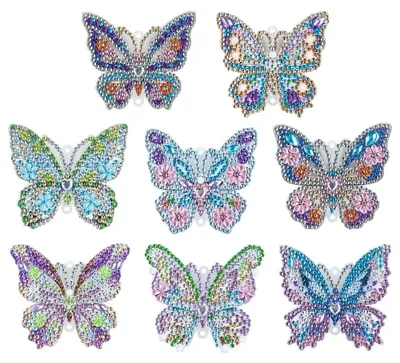 Diamond Painting Hänger Vlinders, 8 Designs, Acryl, 1,7 mm