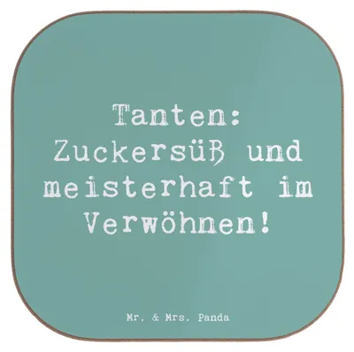 Produktbild von Mr. & Mrs. Panda Tischuntersetzer Spruch Tante Zuckersüß - Meeresbrise - Geschenk, Untersetzer Gläser, Familie, gläseruntersetzer, Glas, Tanten, Coaster, für, Nichte