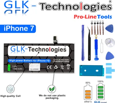 Collage of an iPhone 7 battery and repair tools.
