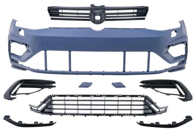 Productafbeelding van Stootbalk voor VW Golf VII 7 13-17, met onderkant grille in R-Line stijl.