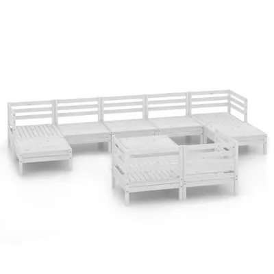 Produktbild von 10-tlg. Garten-Lounge-Set Weiß Massivholz Kiefer