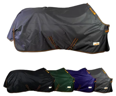 Produktbild von Bucas - Weidedecke 1200D Irish Turnout | als Regendecke & Übergangsdecke | wasserdichte Outdoordecke mit Innenfutter & Kreuzbegurtung | Grau/Orange in Größe 155 cm (ohne Füllung)