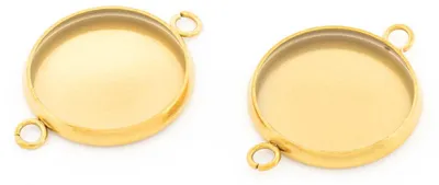 Produktbild von Vintageparts Verbinder mit Fassung für 14 mm Cabochons aus Edelstahl ionenpla...