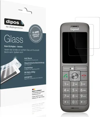 Produktbild von 2x Schutzfolie für Gigaset CL660HX - Anti-Shock 9H Folie dipos Glass Kunststoffglas