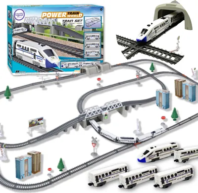 Produktbild von Woopie Elektrische Eisenbahn – Riesiges Set mit 914 cm Gleisen, Brücke und Tunnel, 86 Teile