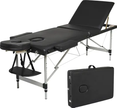 Produktbild von Mondeer 3 Zonen Massageliege mit Aluminiumgestell Mobile Massagetisch 198 x 60 cm bis 250kg Schwarz