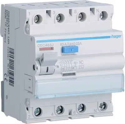 Produktbild von Schalter Fehlerstromschalter Leitungsschutzschalter 3P+N 63A 30mA 6kA AC  CDC463J