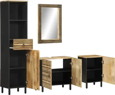 Immagine prodotto di vidaXL Set di mobili da bagno 4 pezzi in legno massiccio di mango