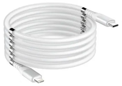 Imagen del producto de Cable de carga USB magnético autoadherente (Tipo-C a Lightning) (180 cm)