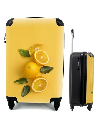 Produktbild von MuchoWow® Koffer Handgepäck Trolley Rollkoffer Kleine Reisekoffer mit 4 Rollen - Orange - Obst - Gelb - Cabin Size < 55x40x23 cm & 55x40x20 cm - Fotokoffer - Kabinenkoffer - Boardgepäck - Reise-Box - Reisekoffer - Reisegepäck - Koffer mit Bild - Trolley für Kinder