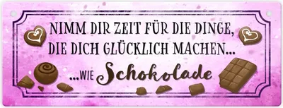Produktbild von Metallschild mit Spruch - Nimm dir Zeit für Schokolade