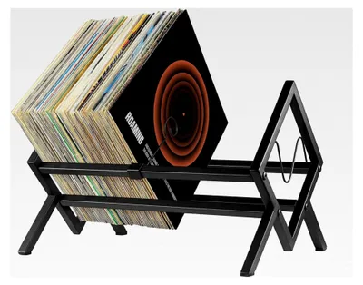 Produktbild von Schallplattenaufbewahrung für 80-100 LPs aus Metall, Regal für Platten und Bücher
