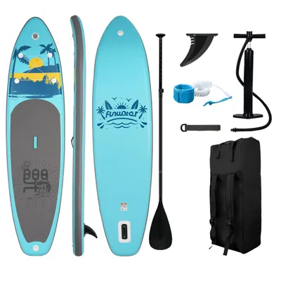 Image de Planche de stand up paddle Funwater & Paddleboard 335 × 84 × 15 cm, bleu clair, stable pour les débutants, capacité de charge de 190 kg, kit d'accessoires complet