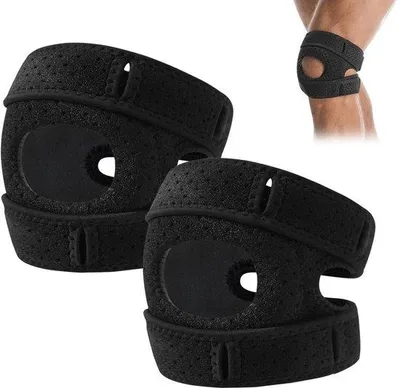 Zdjęcie produktu dla Ochraniacze na kolana chroniące łąkotki i więzadła – 2 sztuki – regulowane – opaska na rzepkę – wkładki neoprenowe – do biegania – crossfit – trening siłowy – zapalenie stawów – artroza