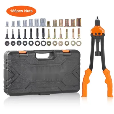 Image de "Jeu de pinces à écrous à riveter Pince à riveter manuelle professionnelle 410 mm - Pince à écrous à sertir & pince à rivets - Outil pour écrous à riveter pour M3 M4 M5 M6 M8 M10 M12 - 13 jeux d'écrous & mandrins - Filetage Rivetage - Riveteuse"