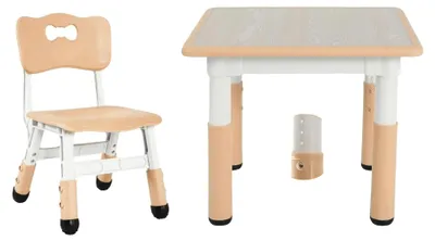 Obrázok produktu pre Detský stôl a stoličky, výškovo nastaviteľné, ergonomický dizajn, žltá farba